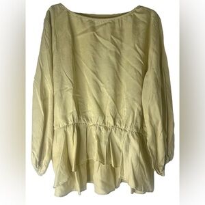 David Meister Tan Ruffled Cuffed Sleeve Blouse